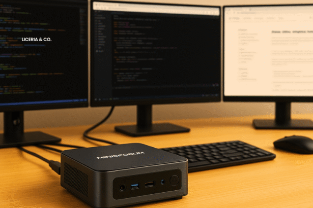 Minisforum UM890 Pro and three monitors