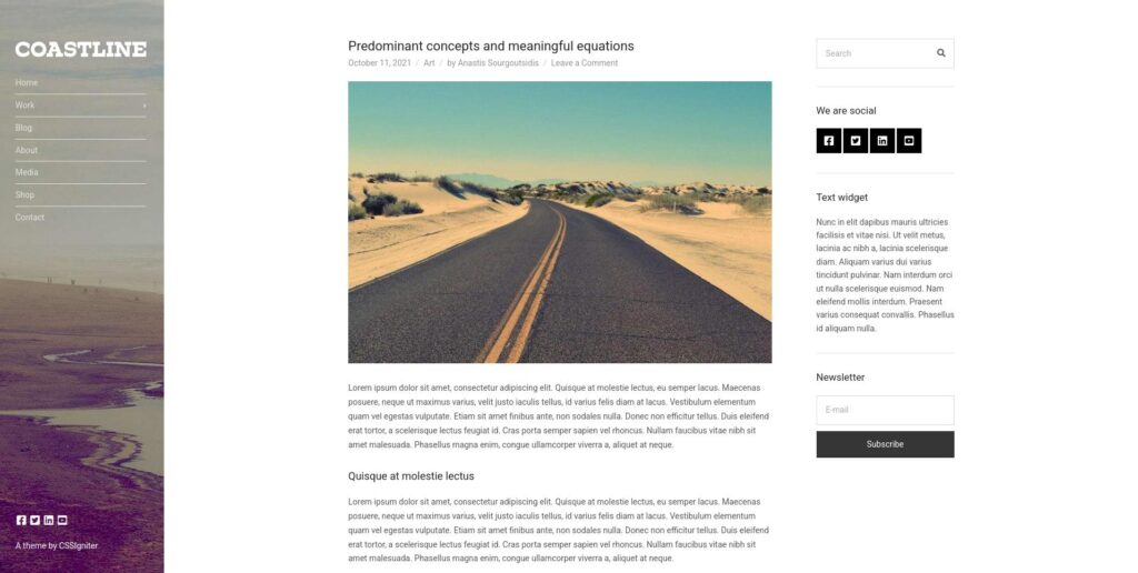 CSSIgniter Coastline theme and its blog section